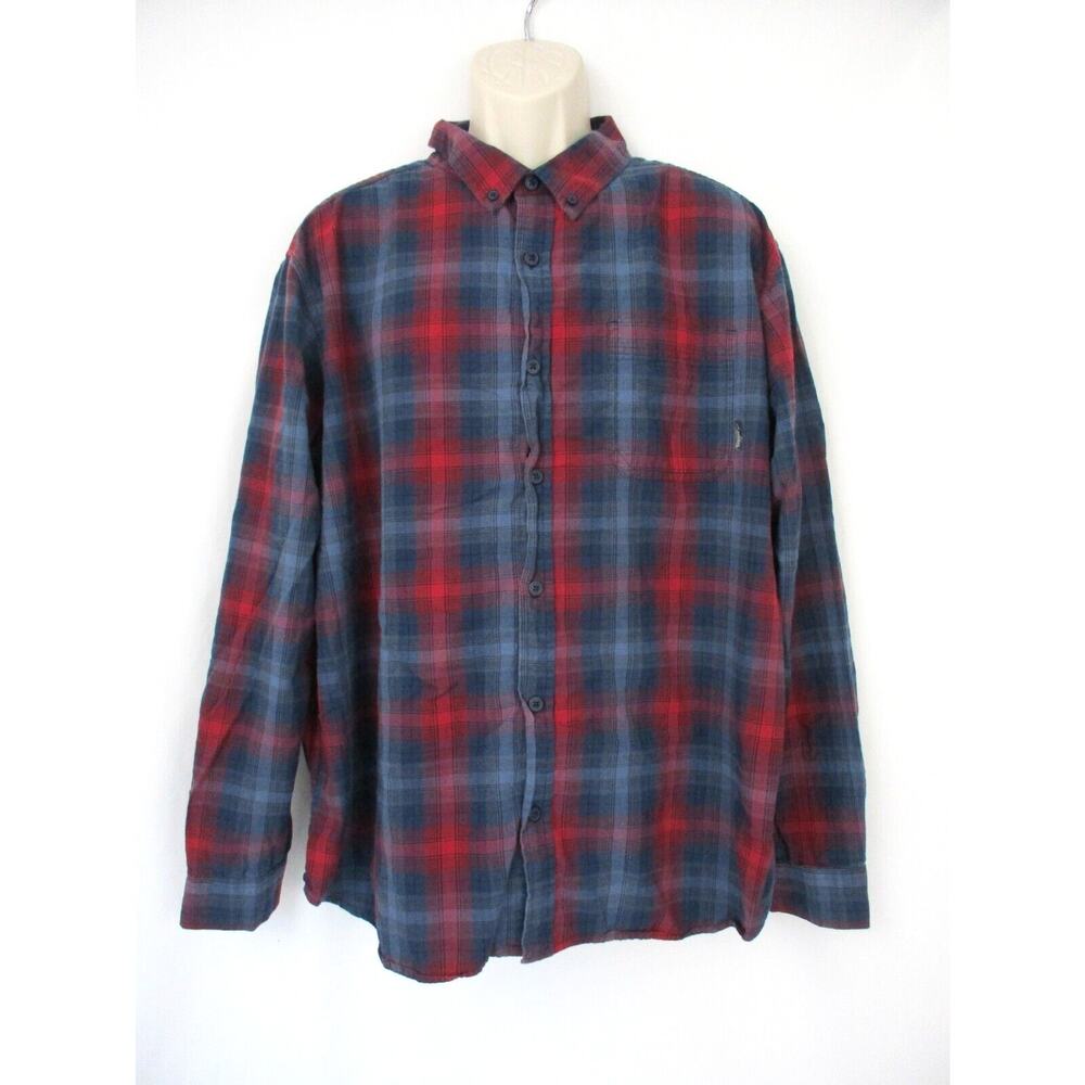 Columbia Regular Fit Button Up Shirt Mens XL PLaid Red Blue Pocket Casual